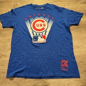 Mitchell Ness Chicago Cubs Diamond Shirt Mens XL Blue MLB Short Sleeve Crew